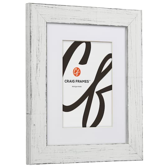 Craig Frames Jasper Marshmallow Weathered White Picture Frame with Mat
